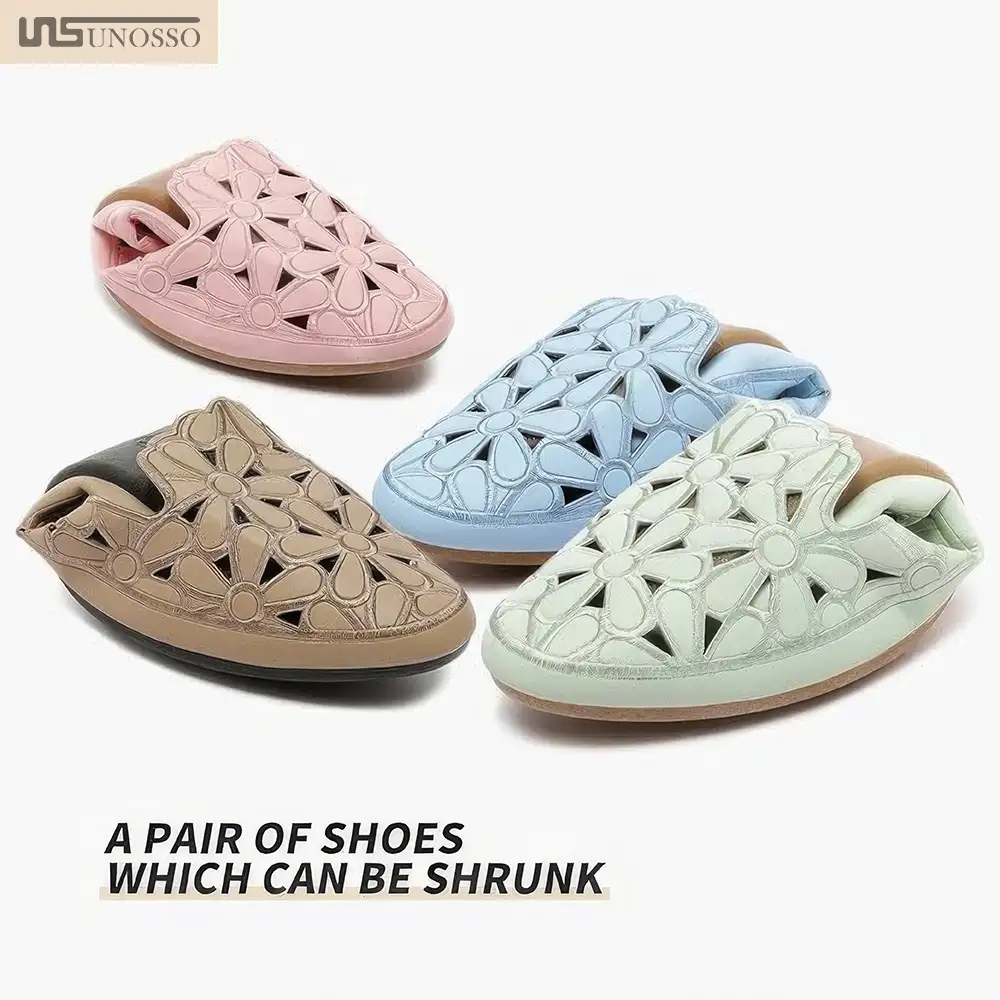 Alternative view of Women's Floral Ballet Flats for Women Black Beige Slip On Flowers PU Leather Round Toe Dress Shoes